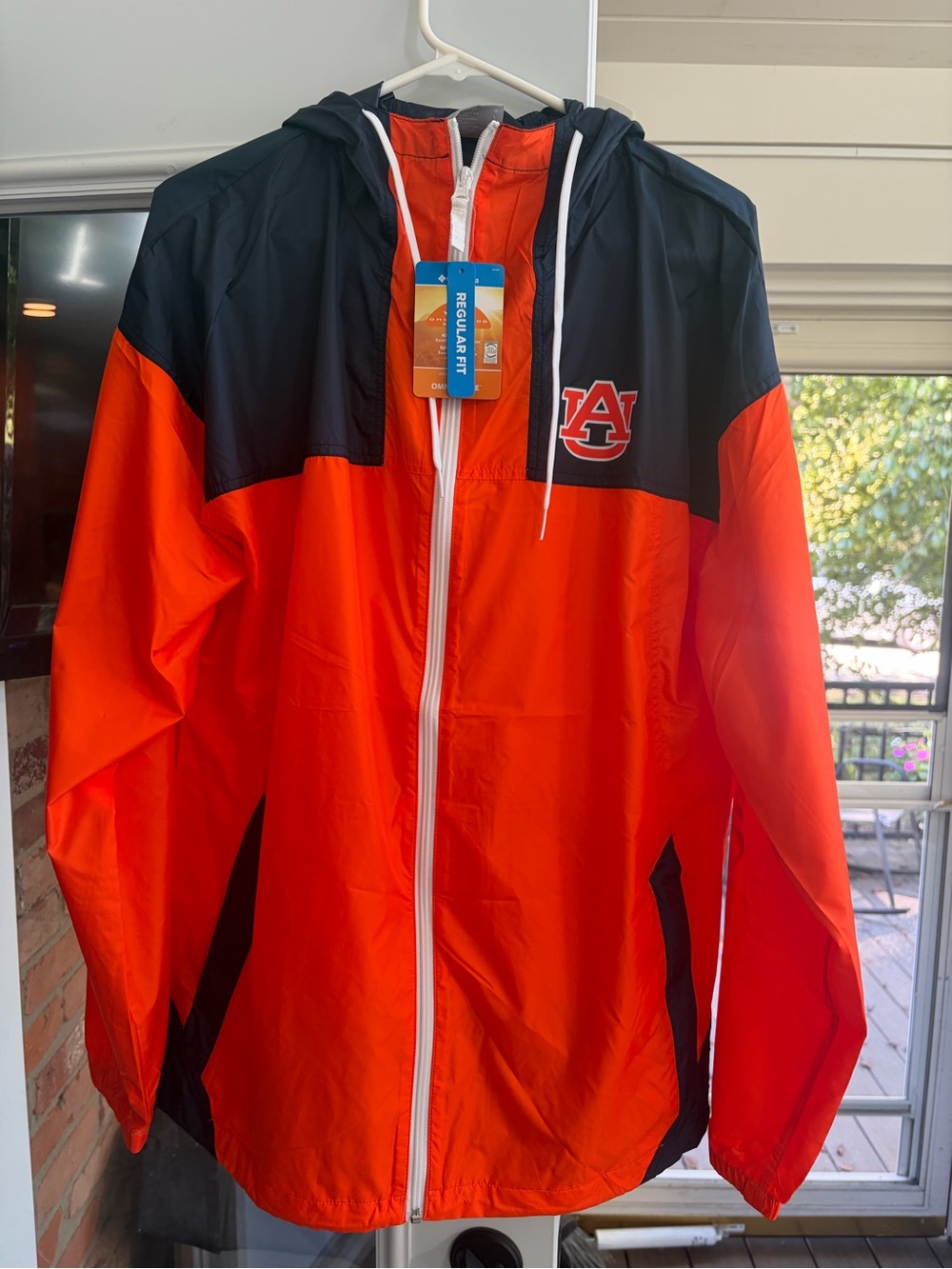 Columbia Men's Orange & Black Auburn Windbreaker Jacket size Large